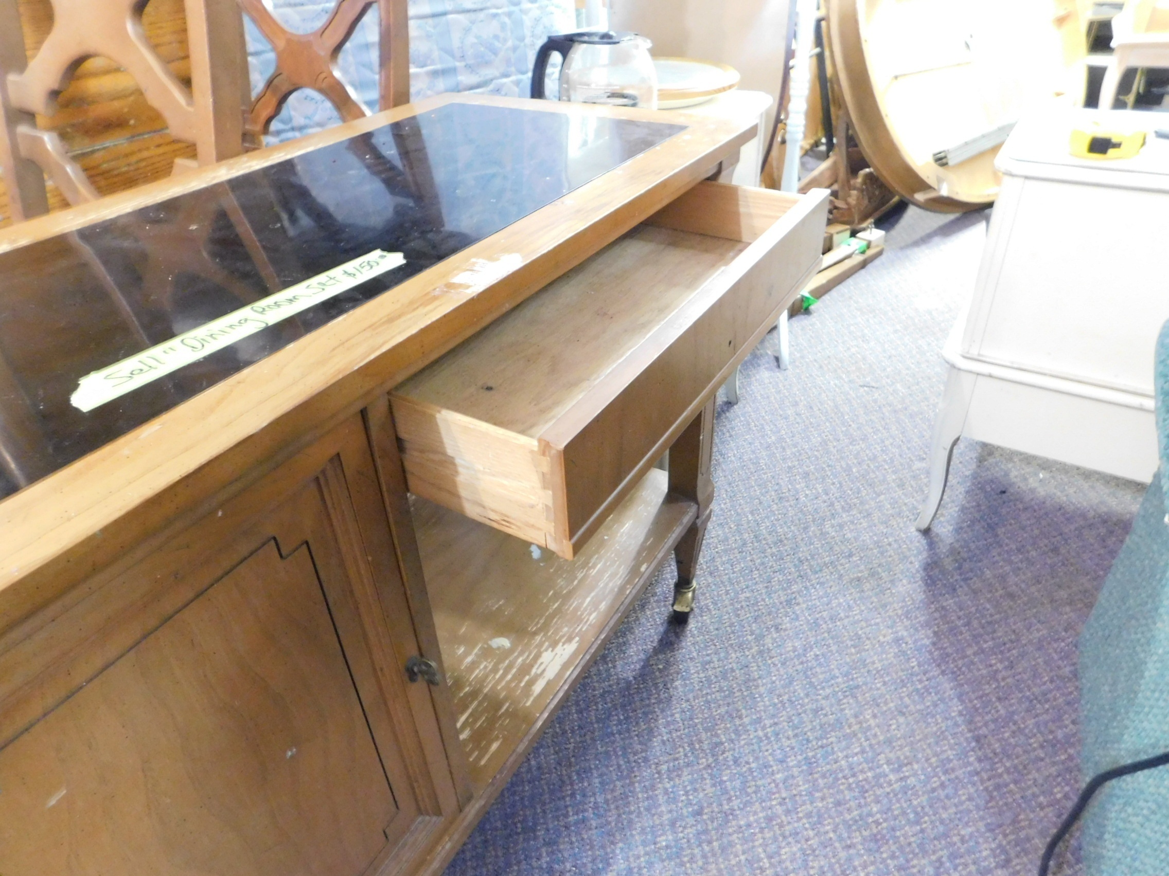 Vintage Wood Sideboard on Casters – Functional Elegance - photo 5