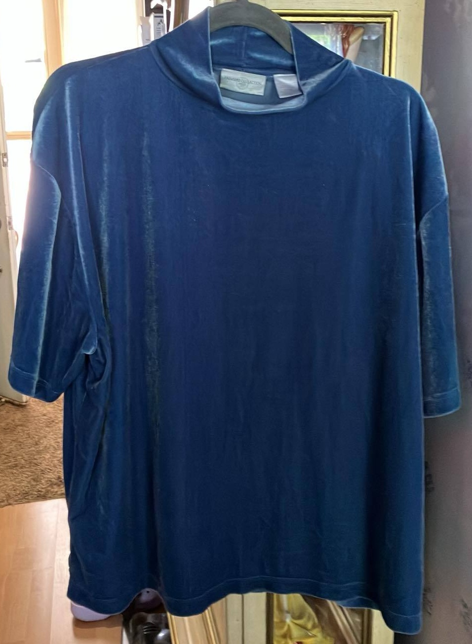 Women Blue Top High Neck - Size 2X
