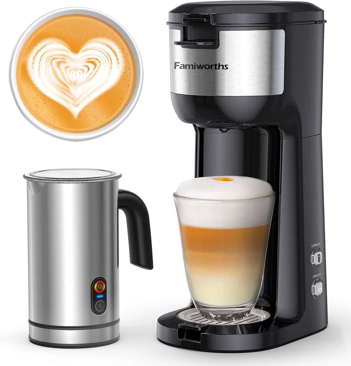Coffee maker with milk frother - Excellent condition!