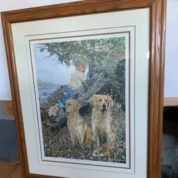 "Faithful Friends" by Kathy Hagerman Puppy Framed Print. image indicator(5)