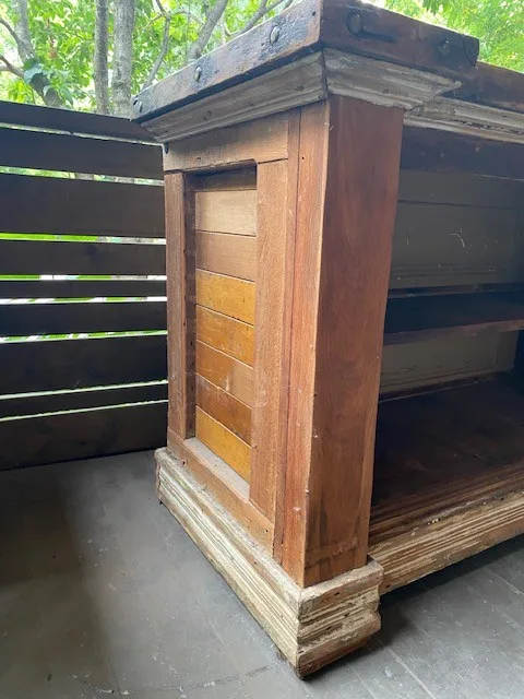 Rustic Farmhouse Wooden Bar / Counter with Open Back Storage image indicator(5)