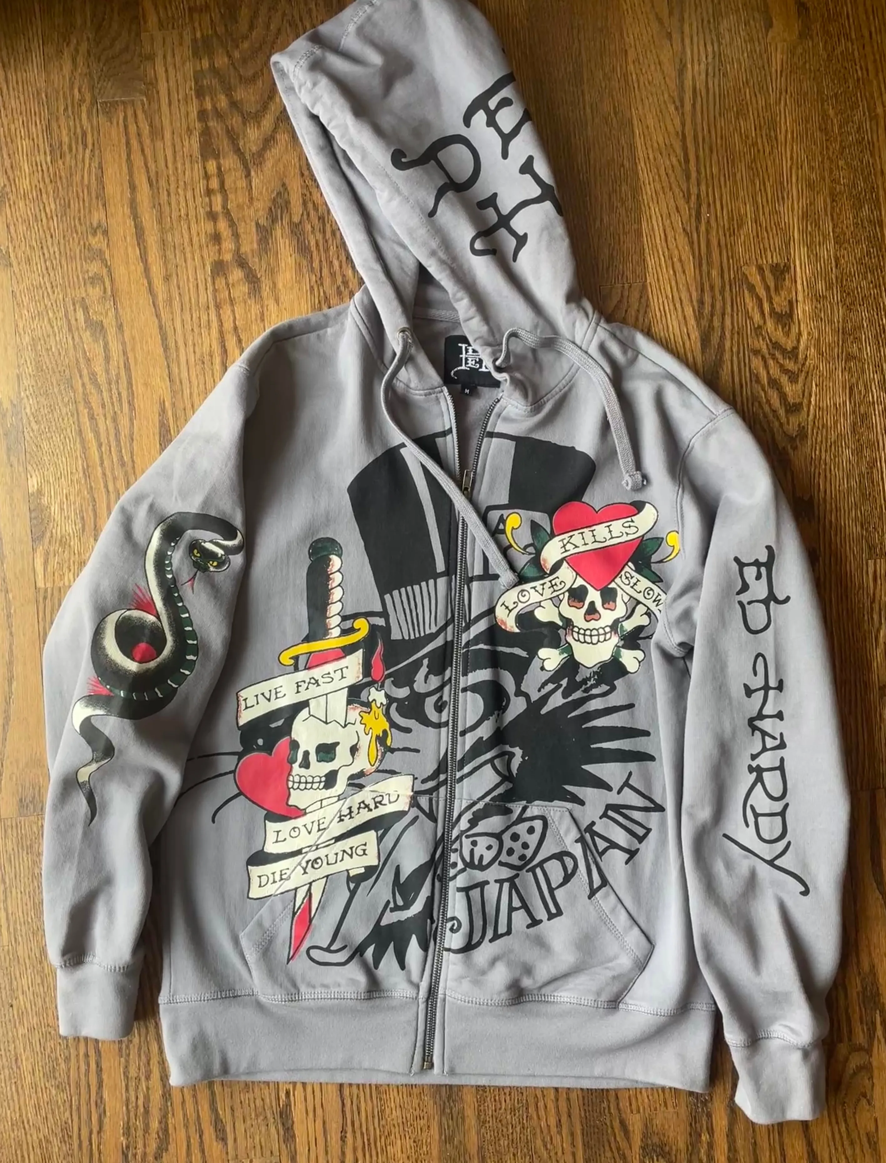 Ed Hardy "Love Kills Slowly" Zip-Up Hoodie – Size M thumbnail