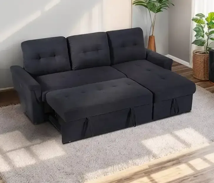 Big Sale New Sectional Sofa Bed With USB Charging Port - Black thumbnail