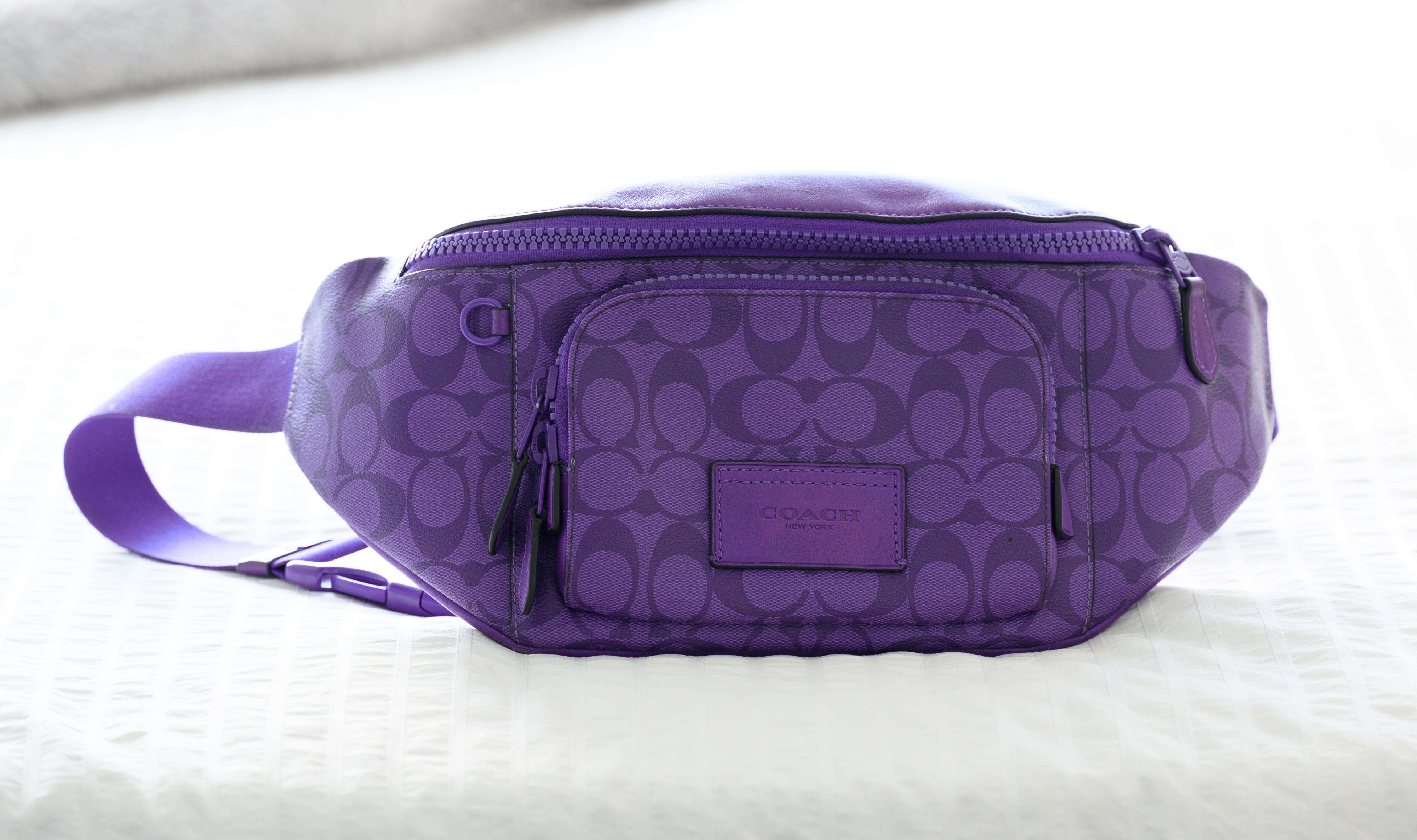 Coach Purple Track Belt Bag in Signature Canvas