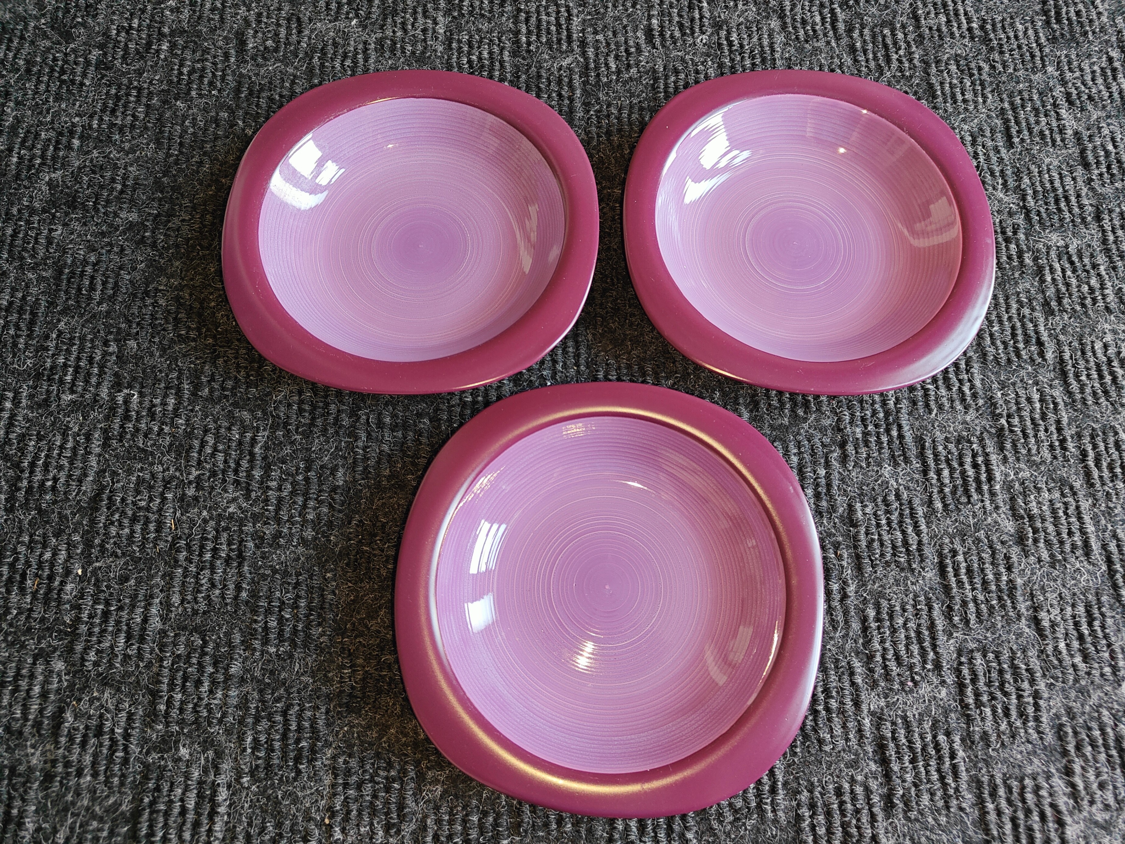 Set of 3 Stokes Moonglow Purple Plum Bowls - Dinnerware