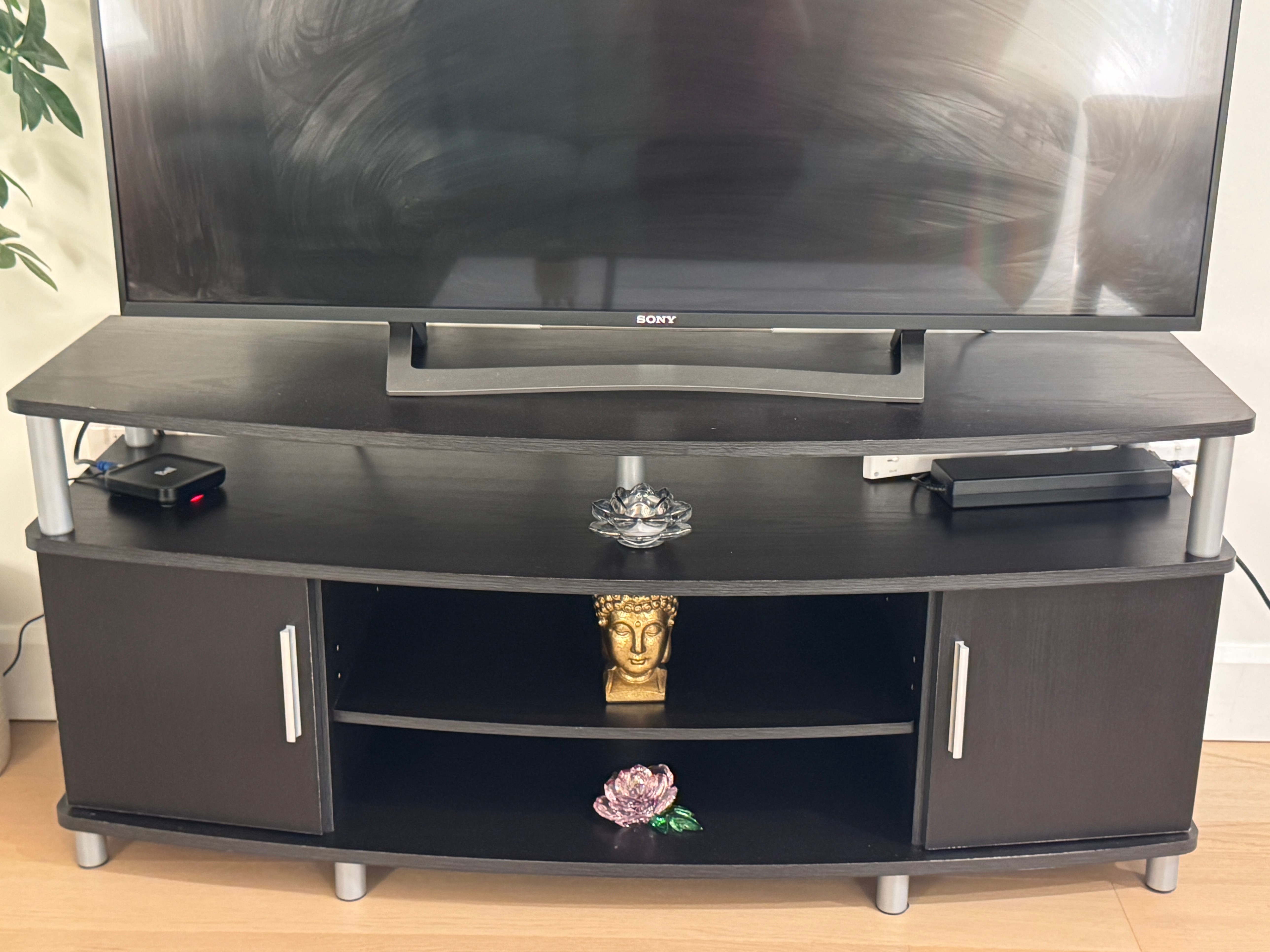 Dark Wood TV Stand with Storage - photo 2