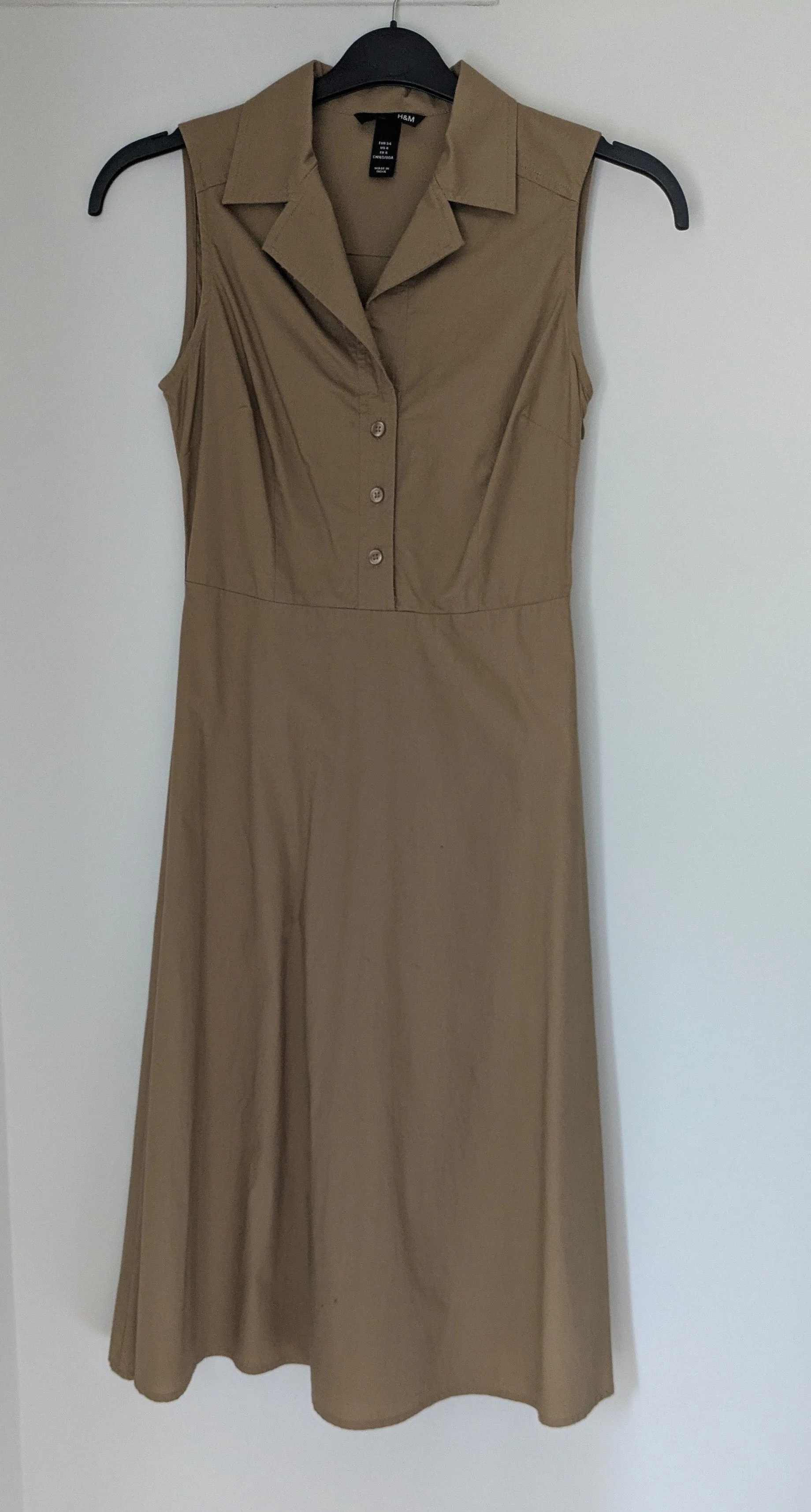 H&M Brown Collared Midi Dress thumbnail