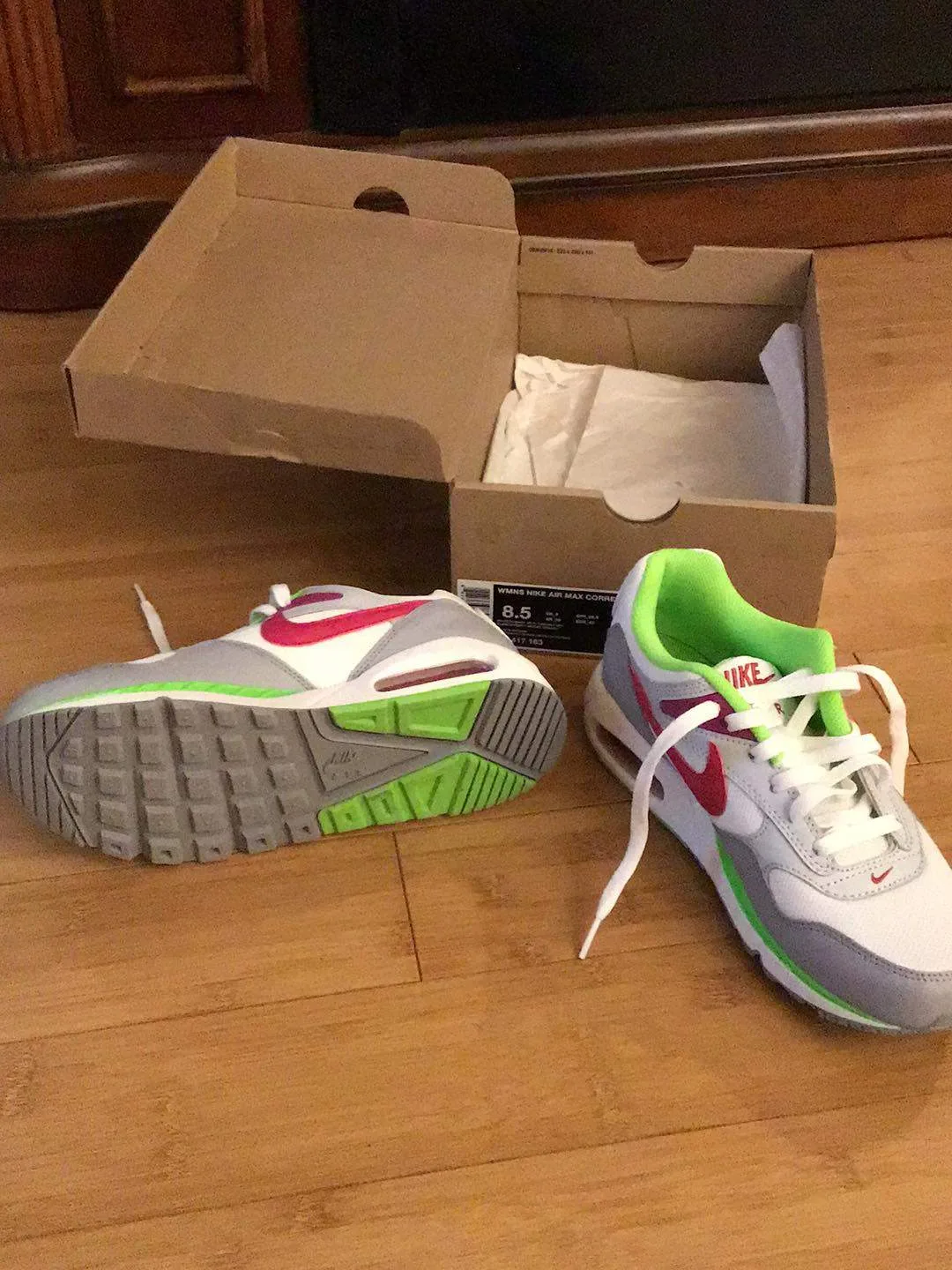 Nike Women's Air Max Correlate Shoes Gray White Lime Green thumbnail