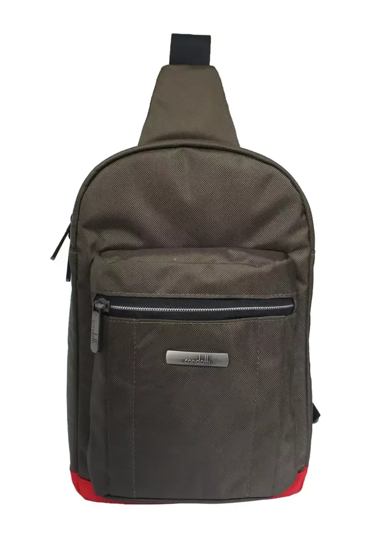 Condotti Sling Backpack – Olive Green & Orange Trim thumbnail