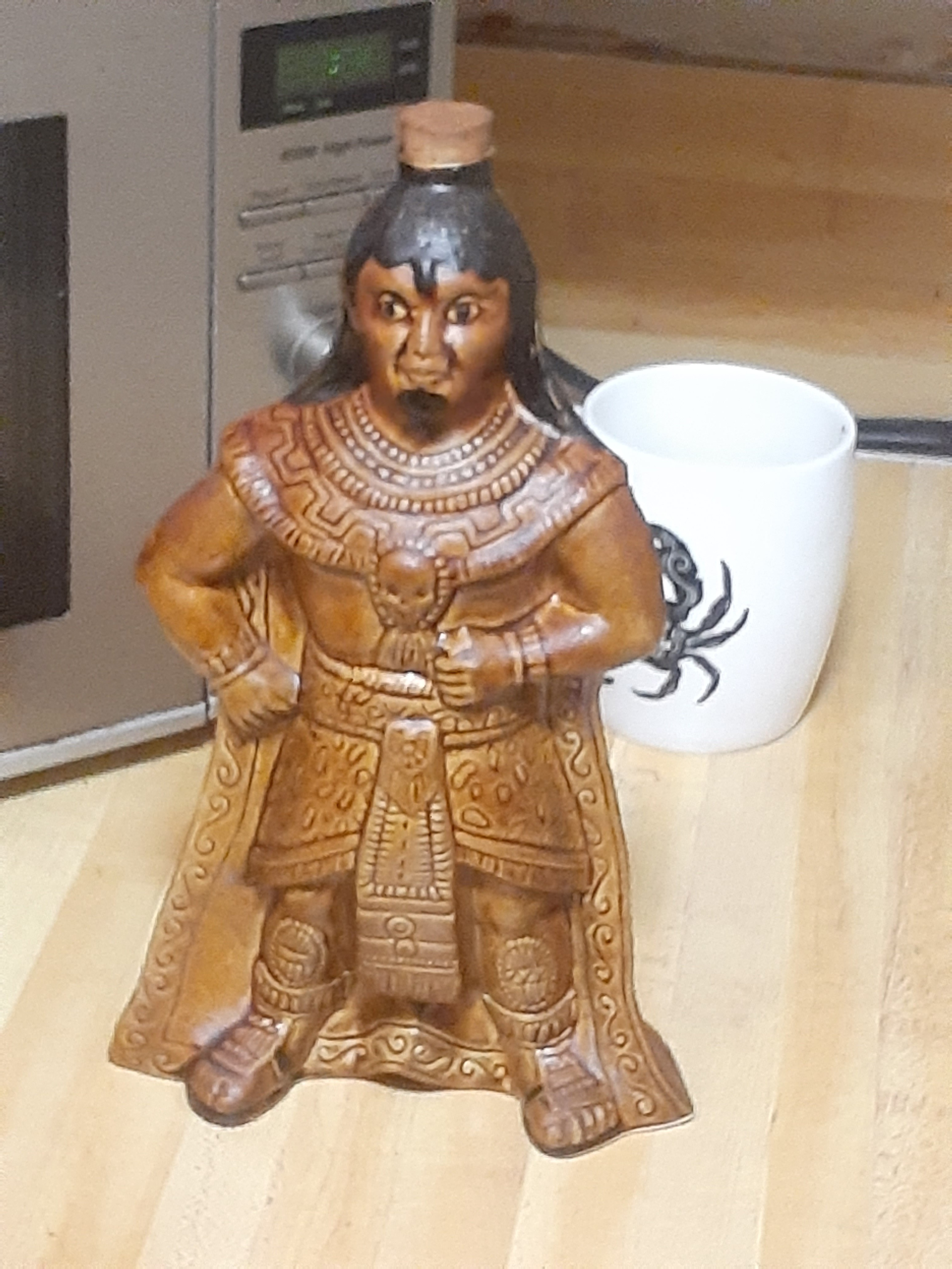 Aztec Warrior Statue Wooden Bottle (DOWNSIZING SALE)