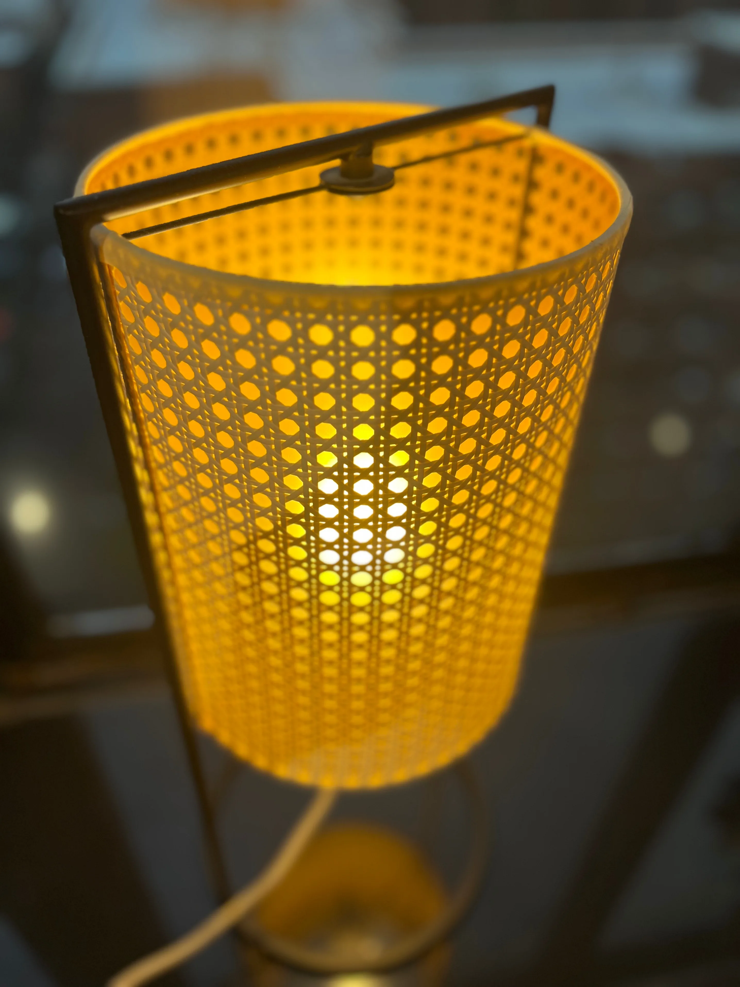 HomeRoots Tall Fashionable Cane Shade Table Lantern Lamp image indicator(2)