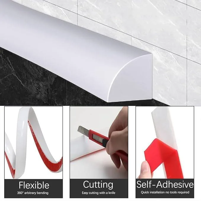 Peel and Stick Rubber Trim Self Molding (White, 240Inch) 🧡 image indicator(5)