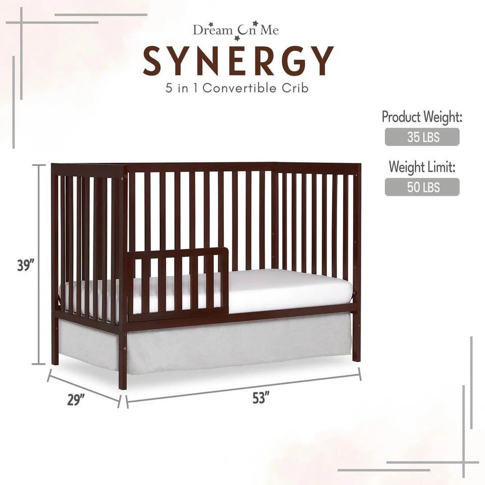 Dream On Me Synergy 5-in-1 Convertible Crib - photo 3