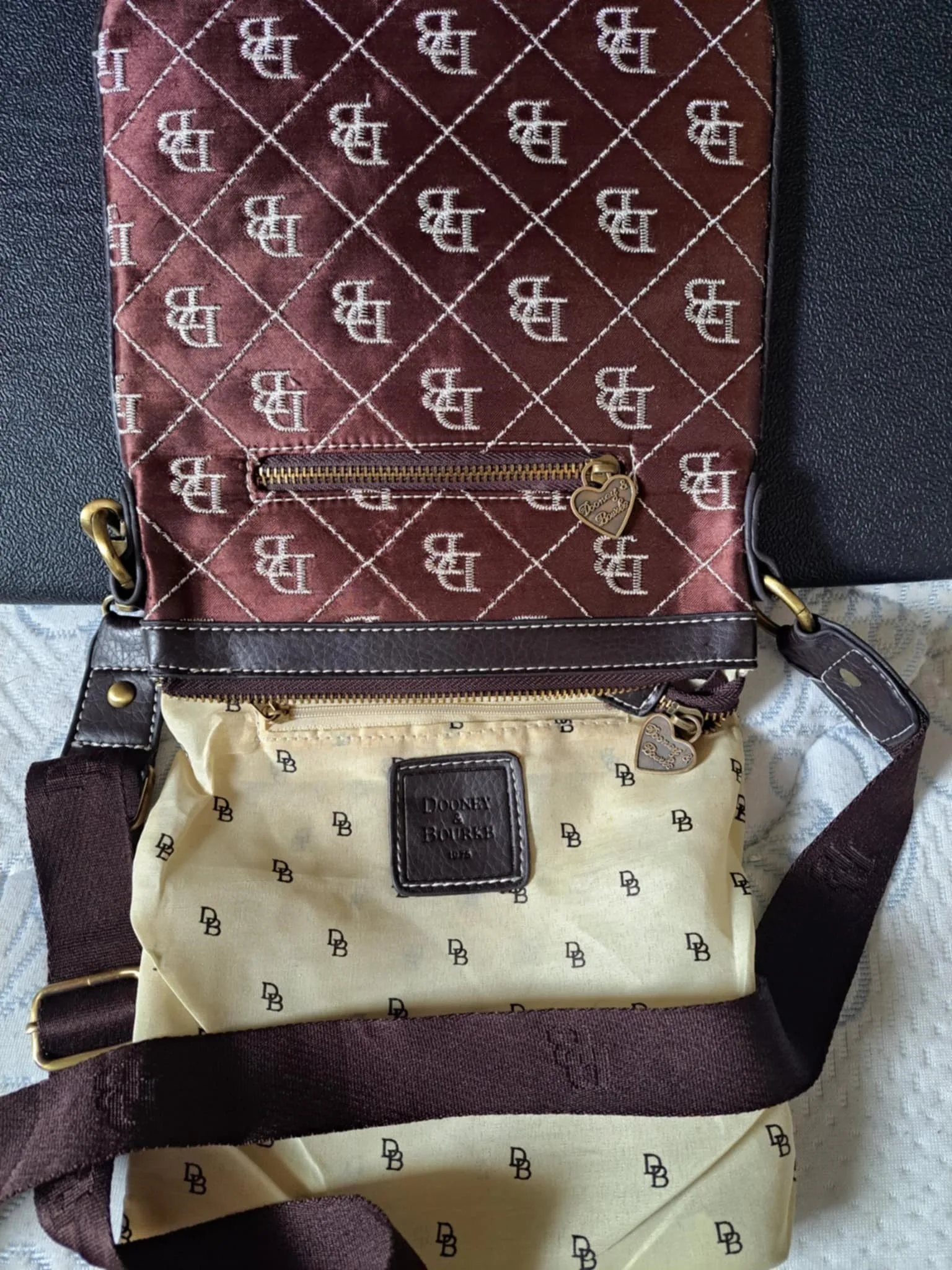 Dooney & Bourke Monogram Canvas & Leather Trim Crossbody Bag image indicator(3)