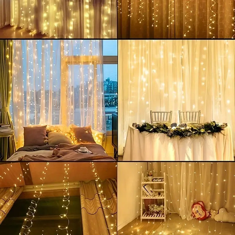 Curtain Lights 9.8ftx9.8ft (3Mx3M) - Warm White image indicator(2)