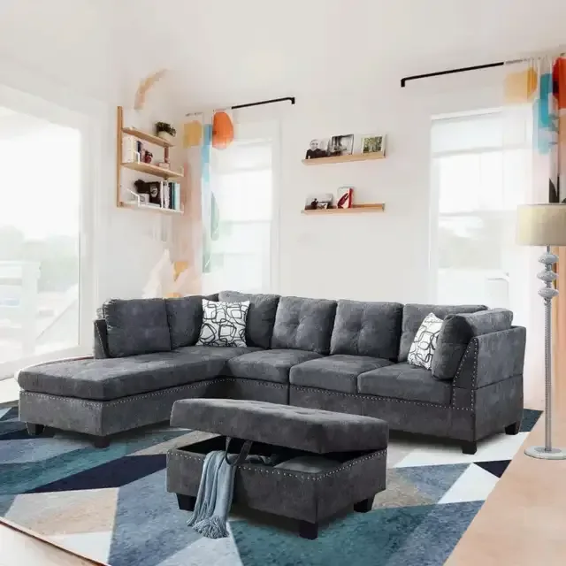 New 4-Piece Sectional Sofa Set With Storage Ottoman Grand Sale thumbnail