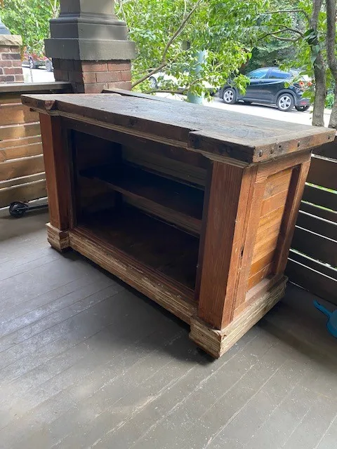 Rustic Farmhouse Wooden Bar / Counter with Open Back Storage image indicator(7)