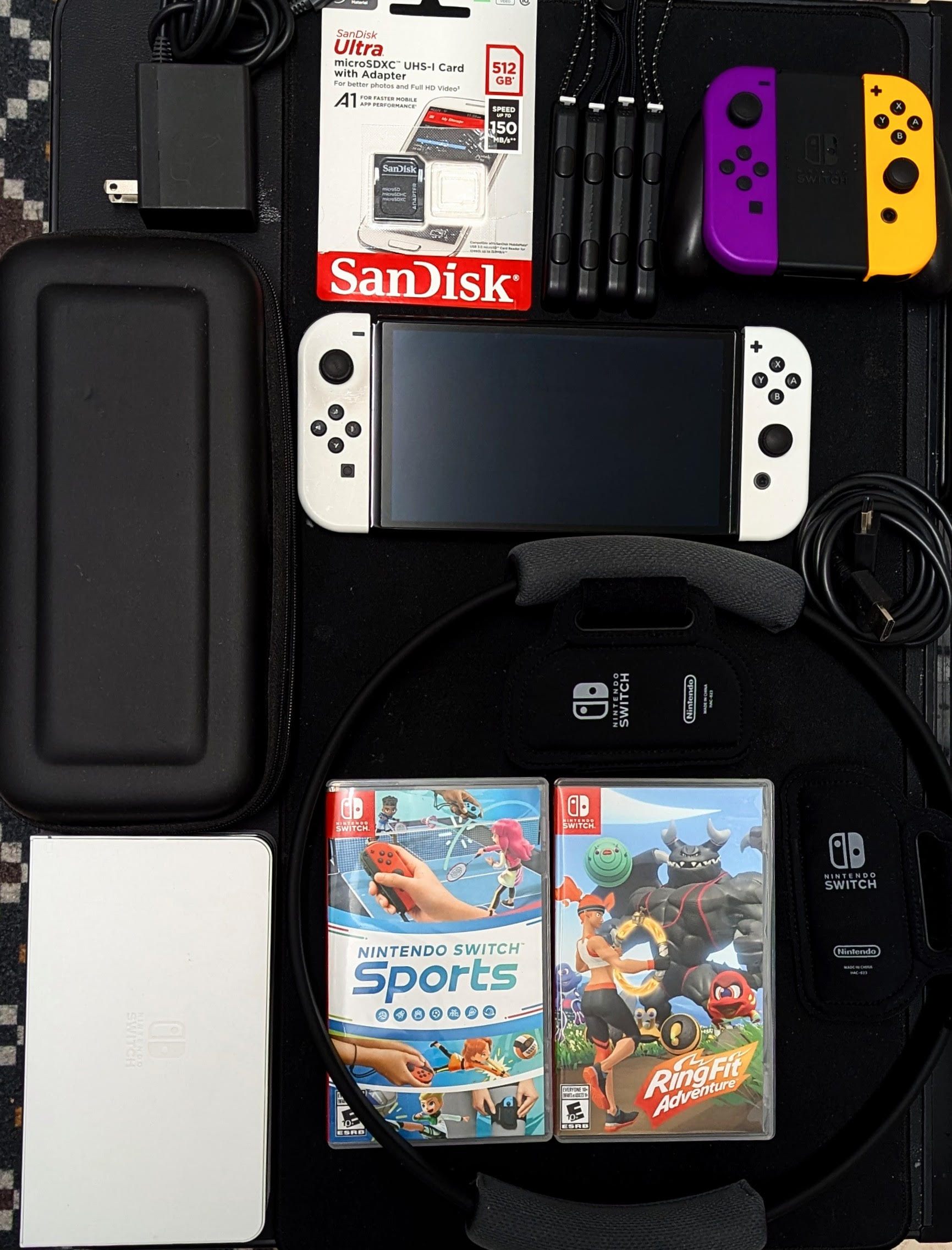 Nintendo Switch OLED + 512 GB MicroSD Card + 2 Games
