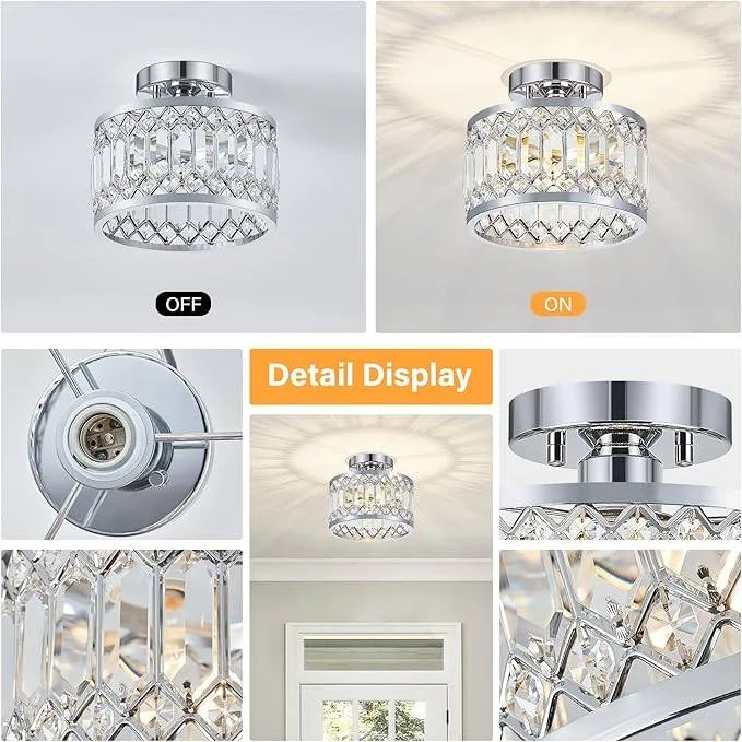 Crystal Ceiling Light Fixture - Chrome image indicator(6)