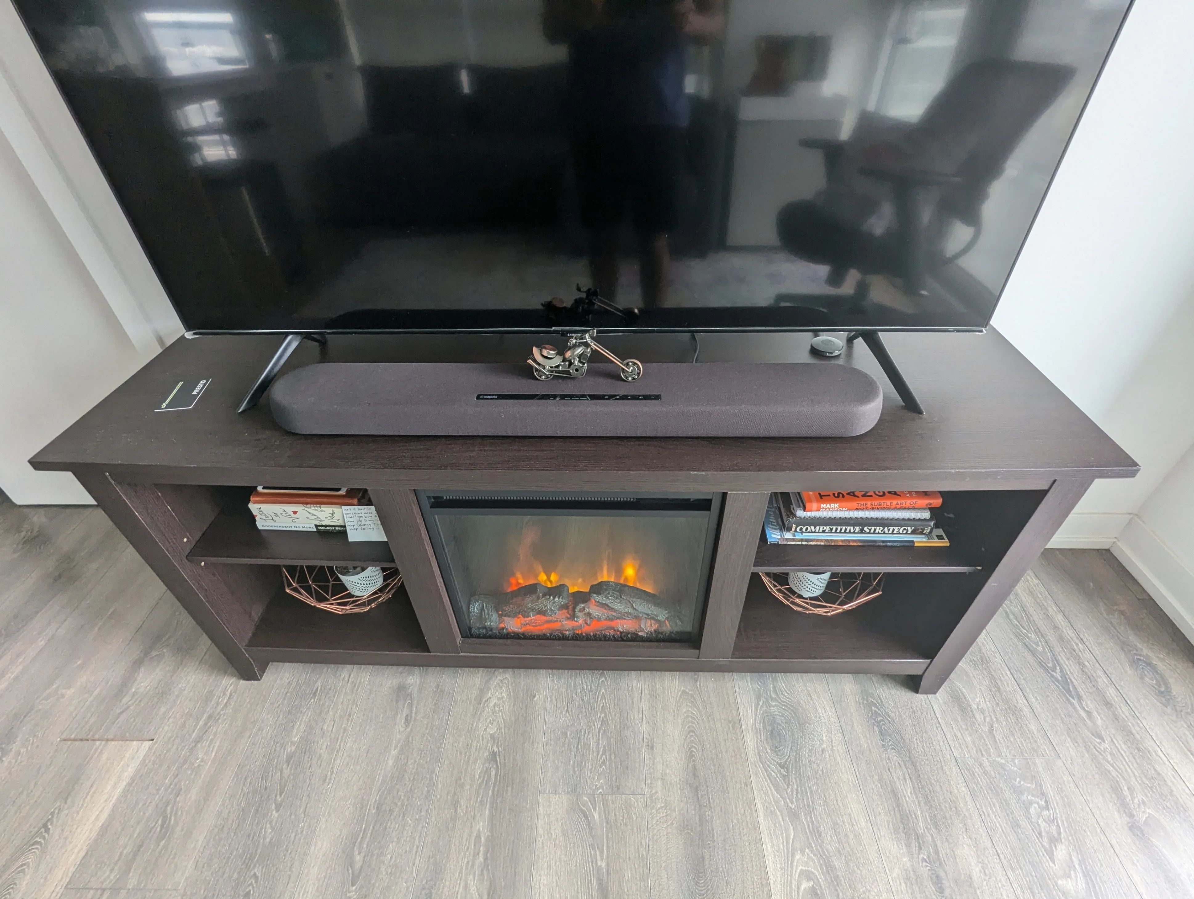 Espresso TV Stand with fireplace thumbnail