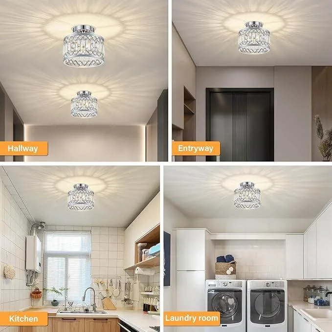 Crystal Ceiling Light Fixture - Chrome image indicator(7)