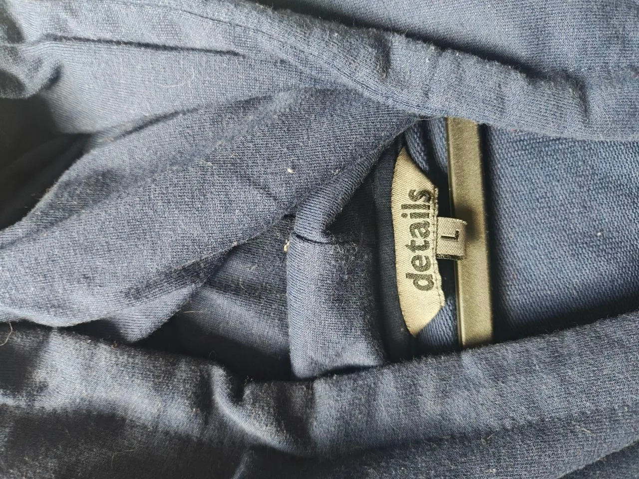 Navy & White Colorblock Hoodie (Unisex, Size L) image indicator(3)