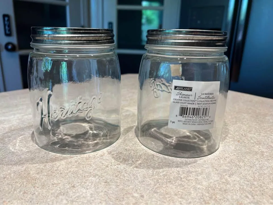 2 Open Bottom Mason Jar Glass Shades thumbnail