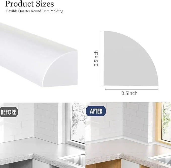 Peel and Stick Rubber Trim Self Molding (White, 240Inch) 🧡 image indicator(3)