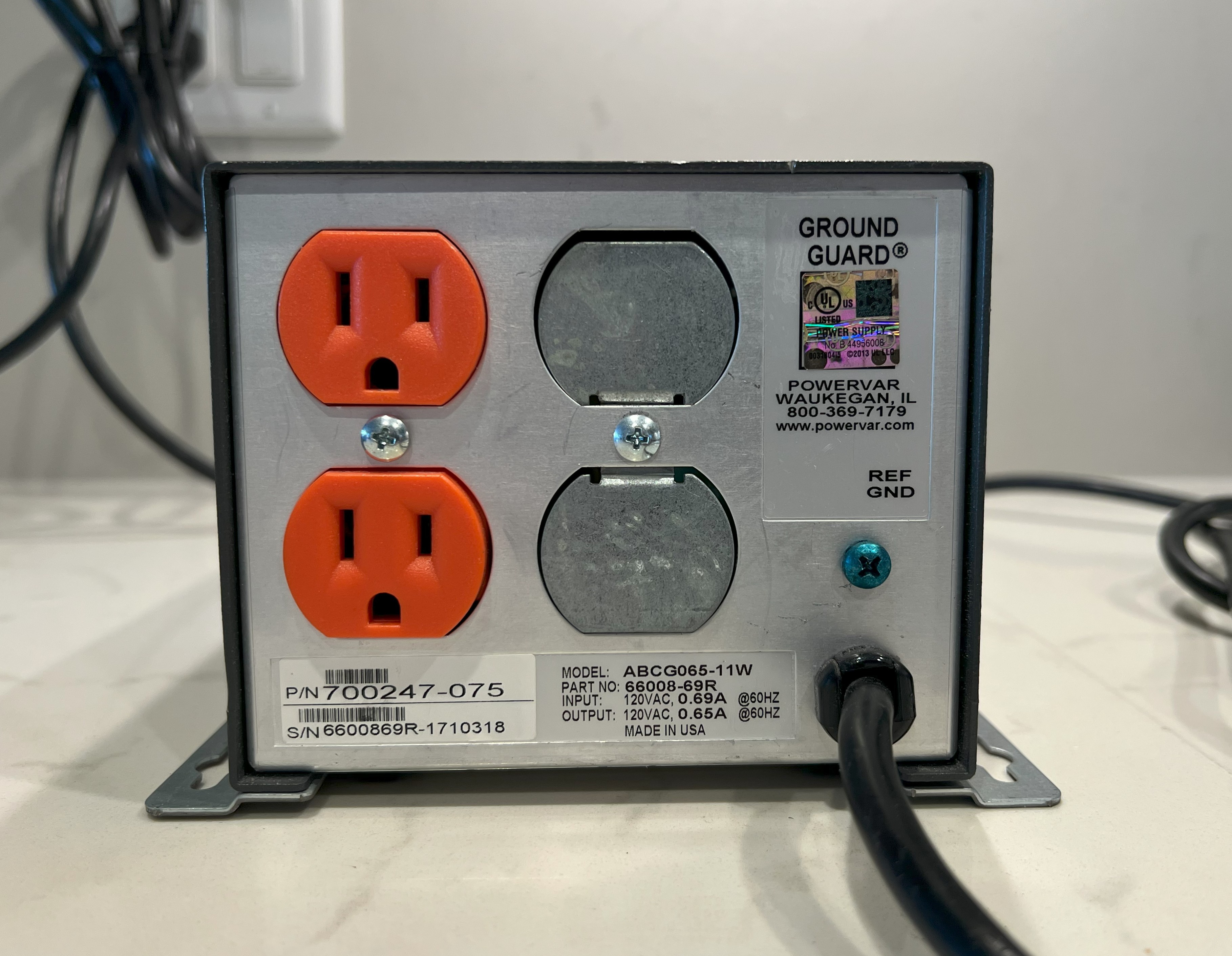 Ametek Powervar Ground Guard Power Conditioner (ABCG065-11W) - photo 3