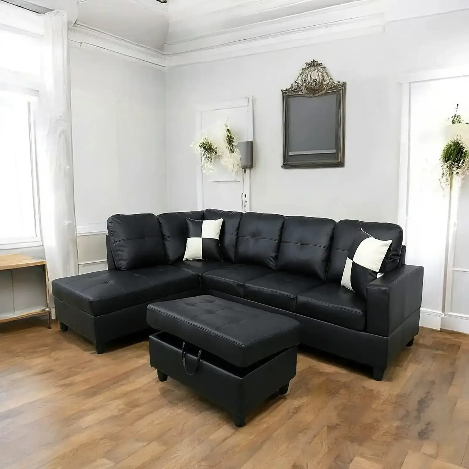 New Big Offer Sectional Sofa With LHF Storage Chaise - Black thumbnail