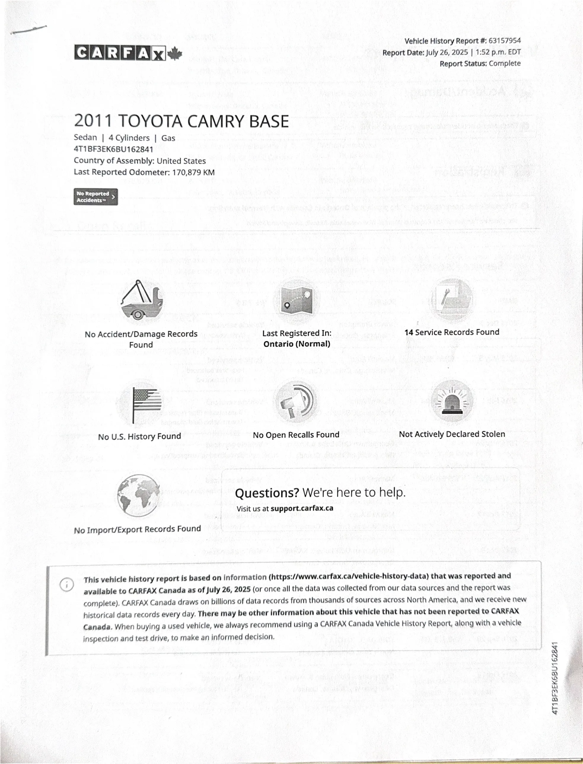 Toyota Camry 2011 SE no accident with remote starter and clean image indicator(2)