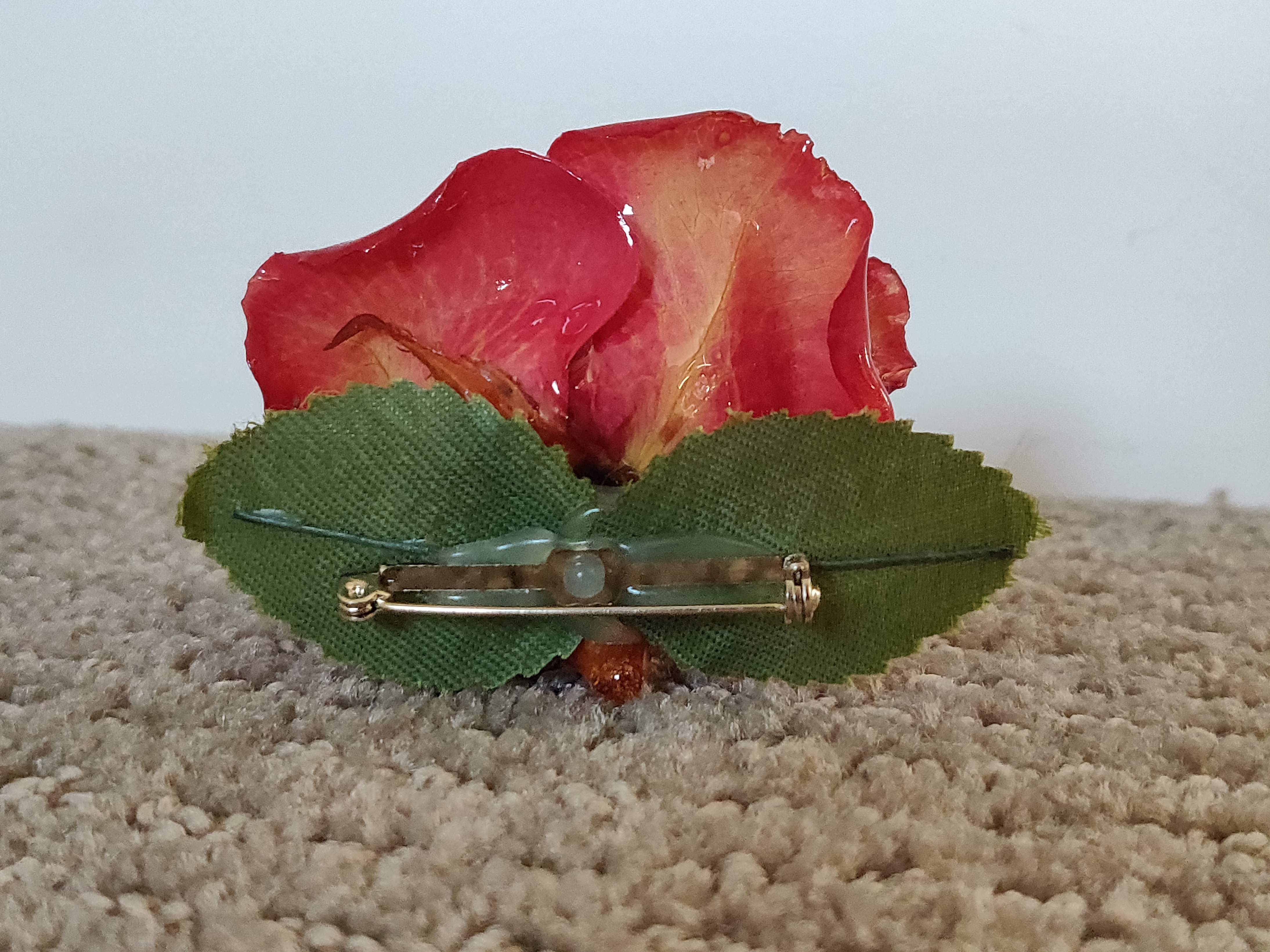 Vintage Natural Preserved Rose Flower Pin Brooch Butchart Garden - photo 5