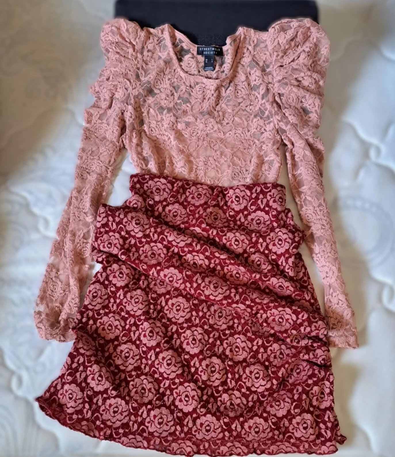 A Set of New Puff LS Lace & US Made Lace Skirt thumbnail