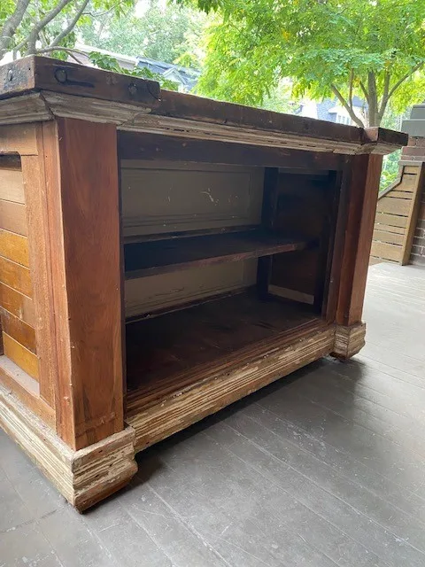 Rustic Farmhouse Wooden Bar / Counter with Open Back Storage image indicator(6)