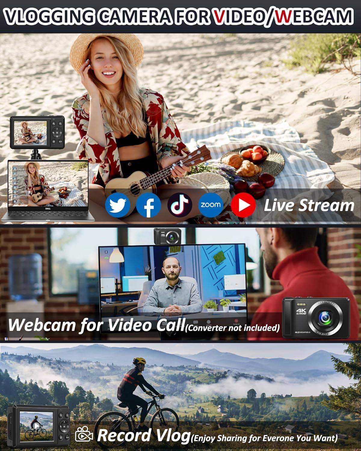 4K 44MP Autofocus Vlogging Camera for Kids & Teens - photo 4