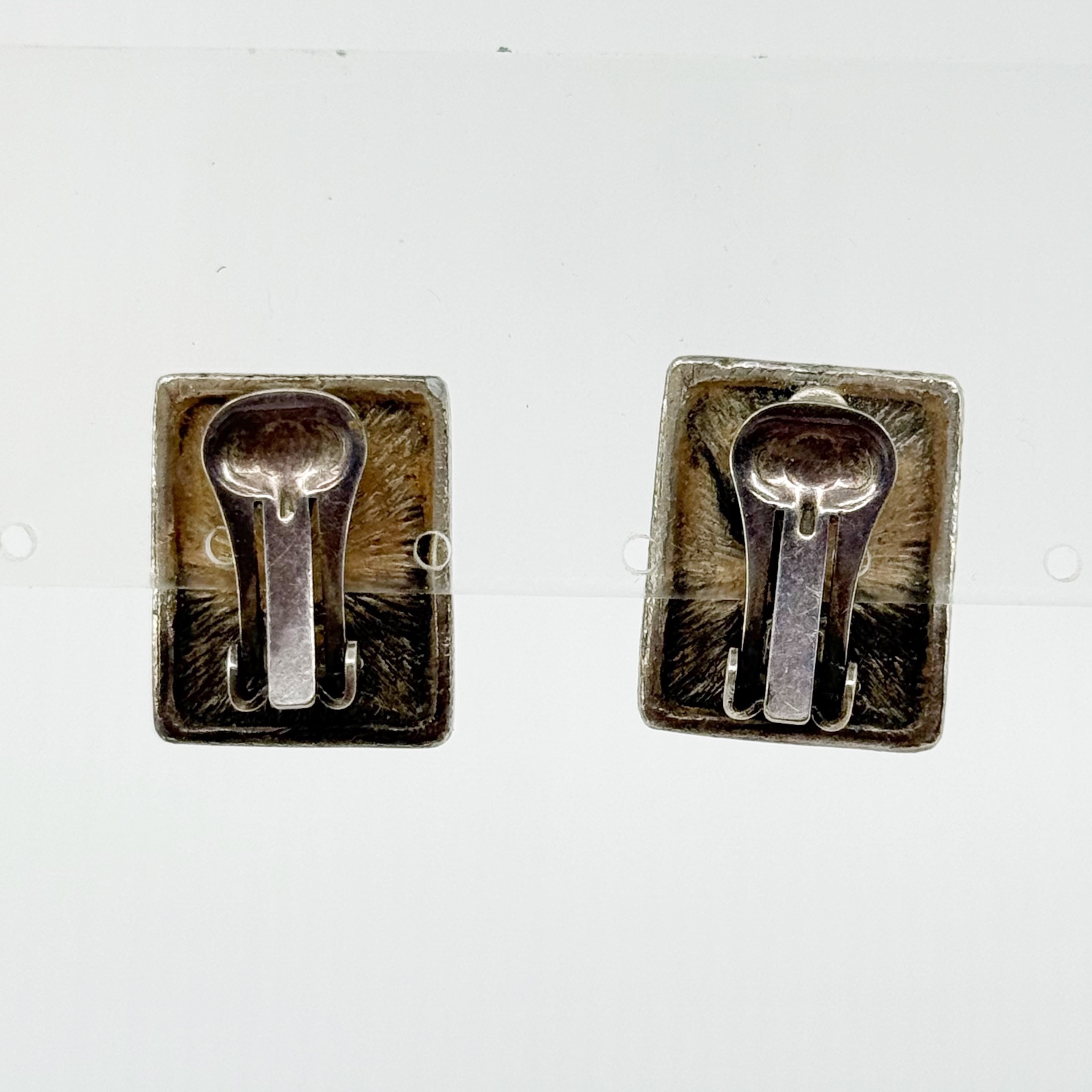 Vintage silver tone brutalist clip on earrings - GM1503 - photo 4