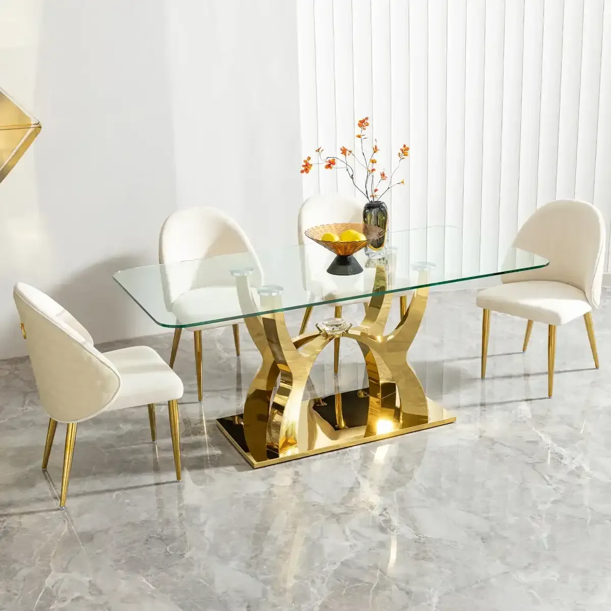 New Dining Table Set With Tempered Glass Top In Huge Sale thumbnail