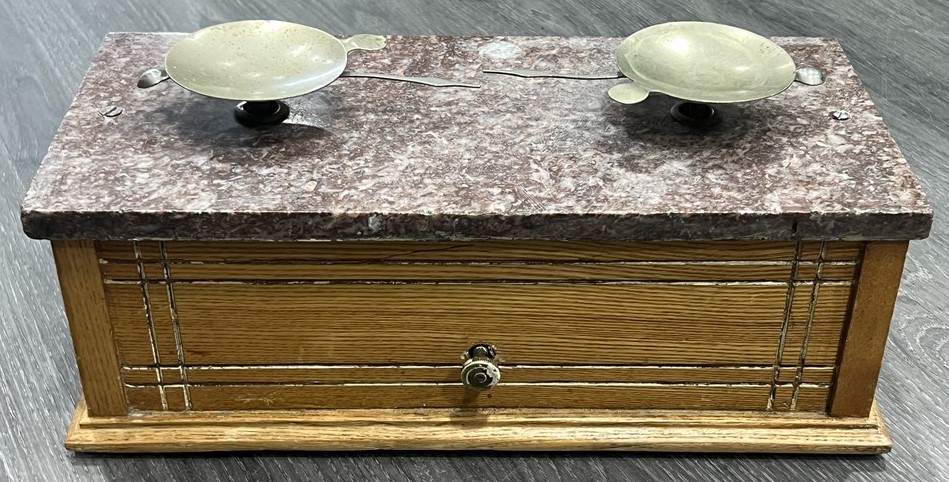 Antique Apothecary Balance Scale – Oak & Marble – Working - photo 2