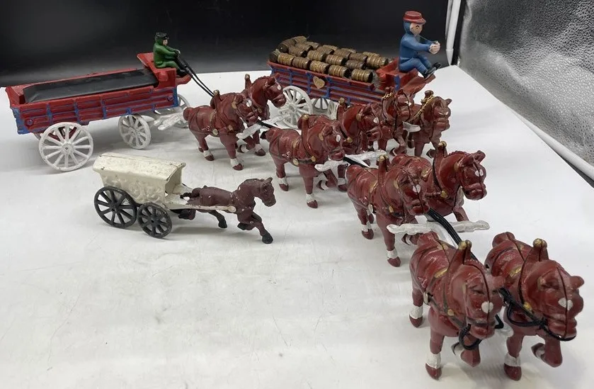 3 Cast Iron Clydesdale Wagons – Budweiser Style (Longest 30”) thumbnail