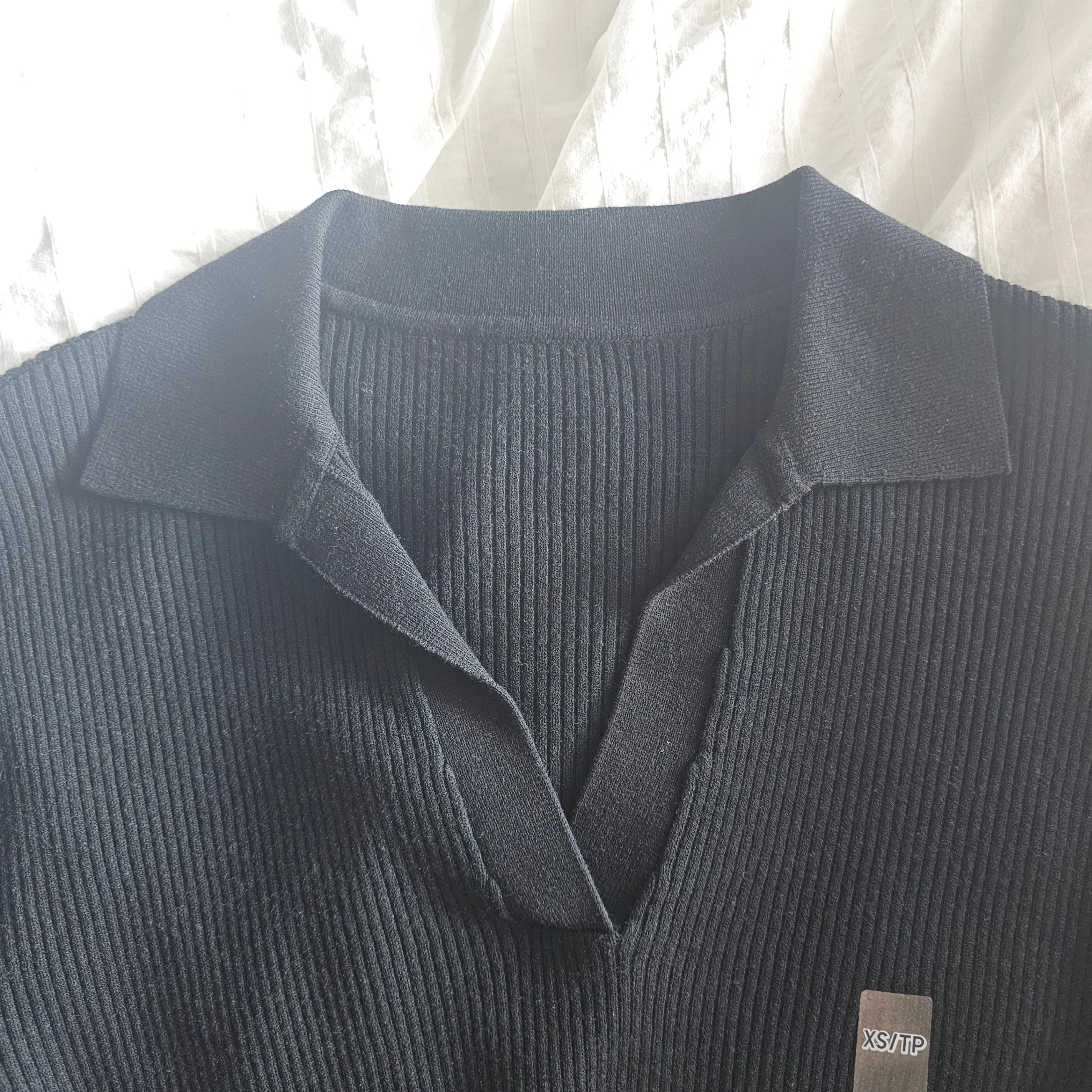 NWT Uniqlo Washable Knit Ribbed Polo Sweater - 2024 - Black - XS image indicator(6)