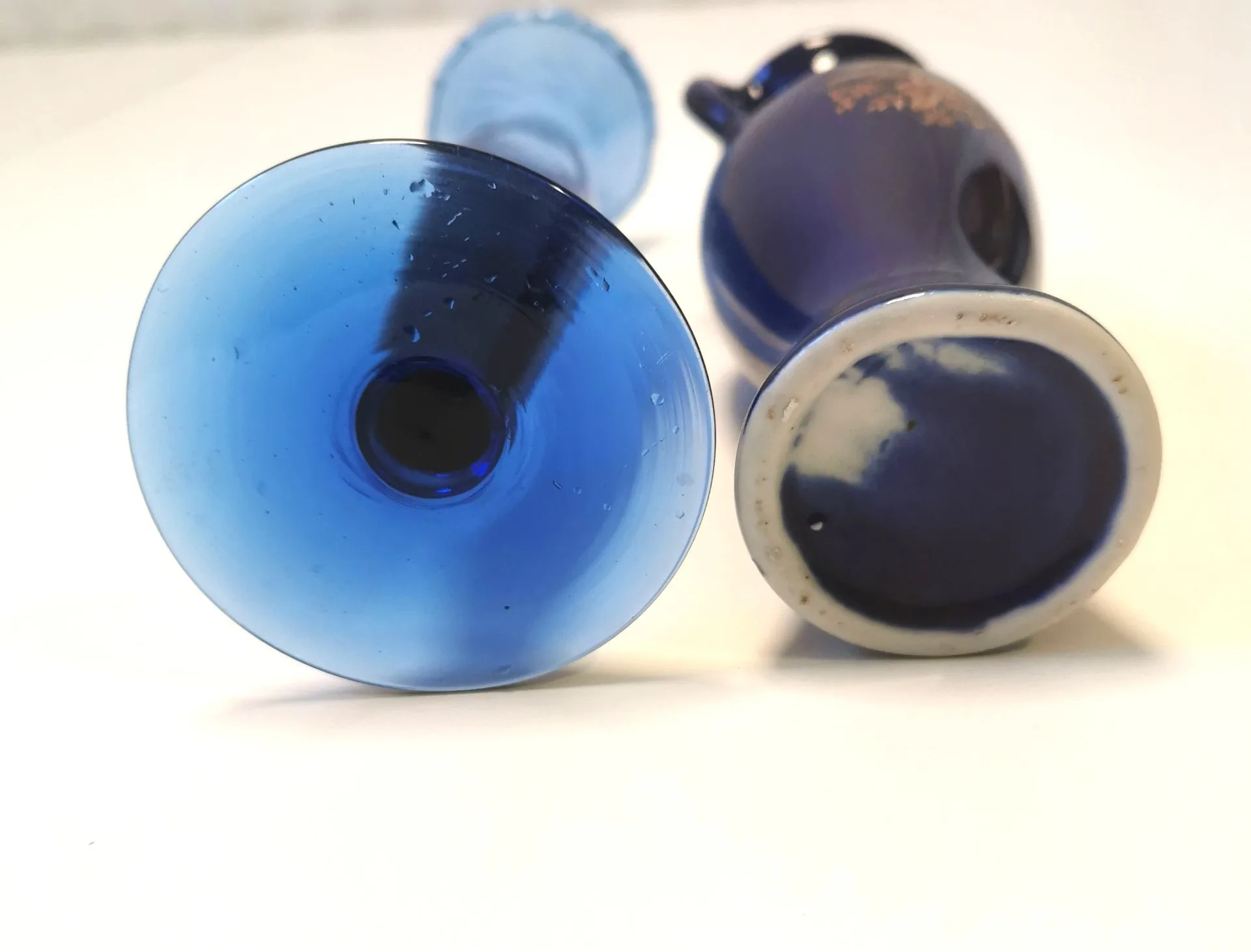 Vintage Cobalt Blue Vases Glass Bud Vase Botanical Vase Ceramic image indicator(3)