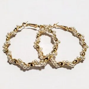 Romantic Faux Pearl gold-filled hoops - CUTE thumbnail