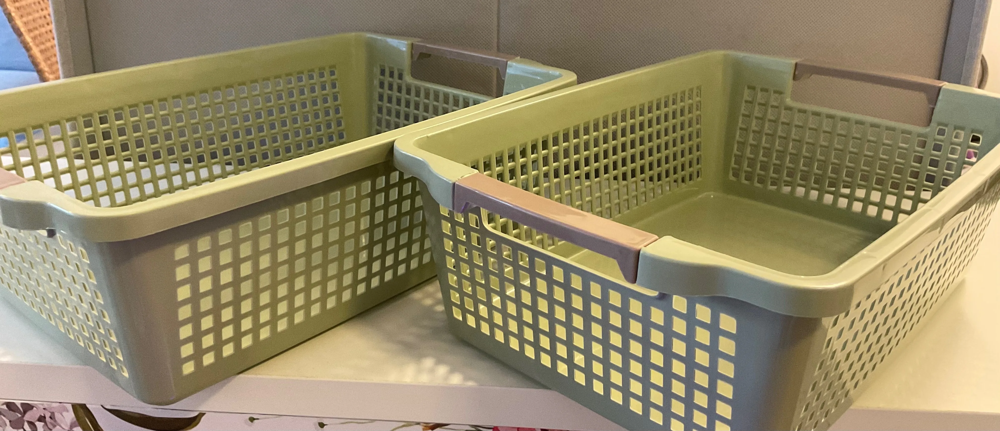 2 Sage Green Storage Bins