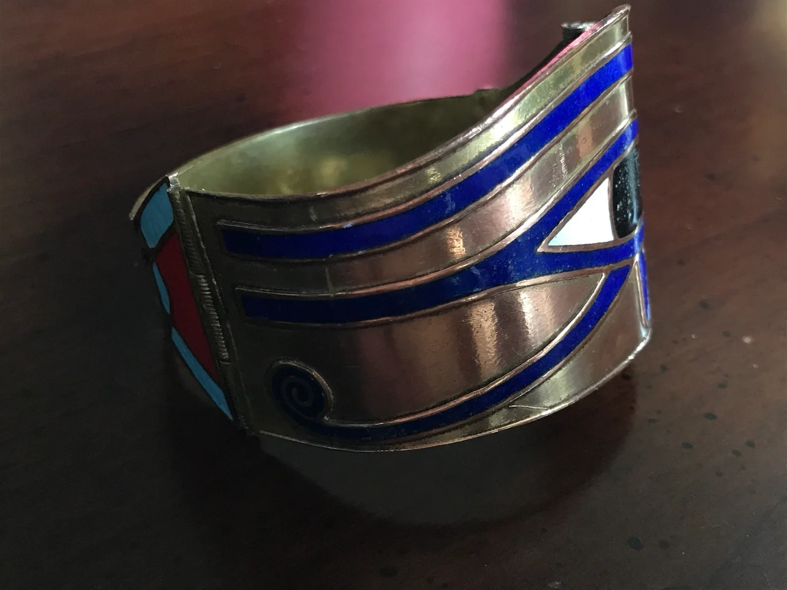 Eye of Horus Enamel Cuff Bracelet - Egyptian Revival - photo 3