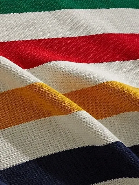 Hudson Bay Company Cotton Knit Throw, Multi-Stripe Blanket thumbnail