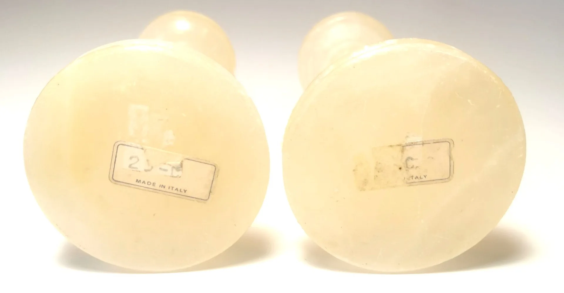 Alibaster Candle Holder Pair ONE DAMAGED Vintage Made in Italy image indicator(3)