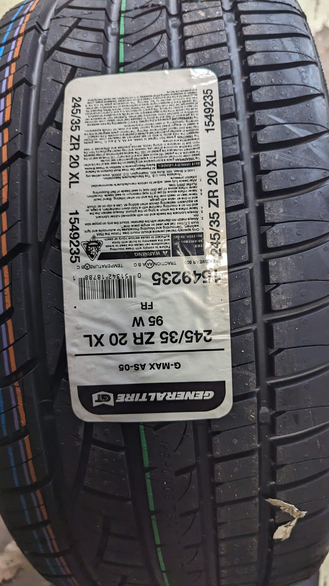 NEW 245/35/R20 General GMax AS05–BMW 5 Series/6 Series/Jag XF - photo 3