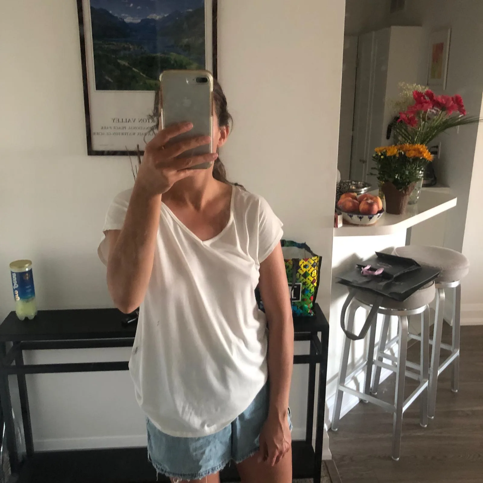 Pima Cotton V-Neck White Tee / Small (loose-fit) / White image indicator(3)