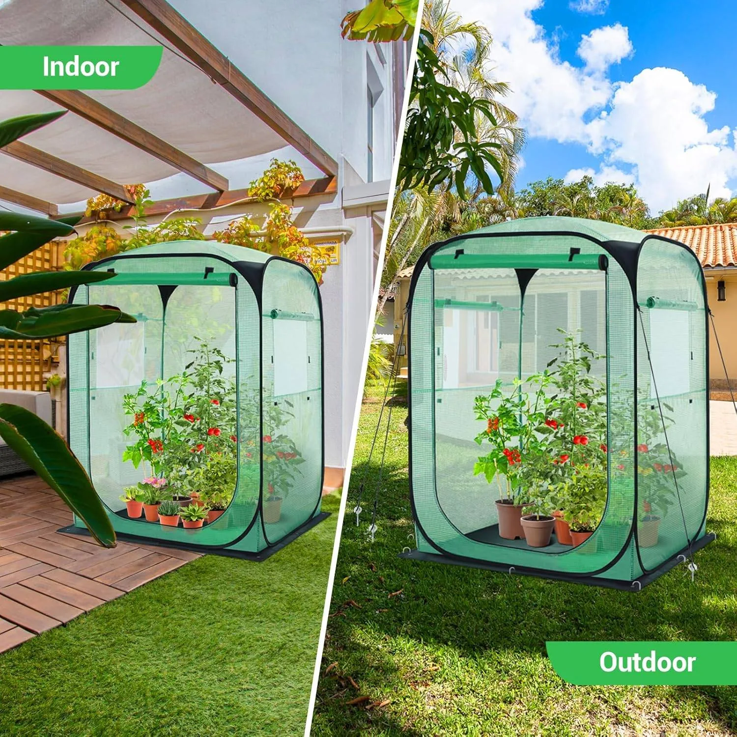 Walk-In Pop-Up Greenhouse 125x125x170 cm – Weatherproof image indicator(3)