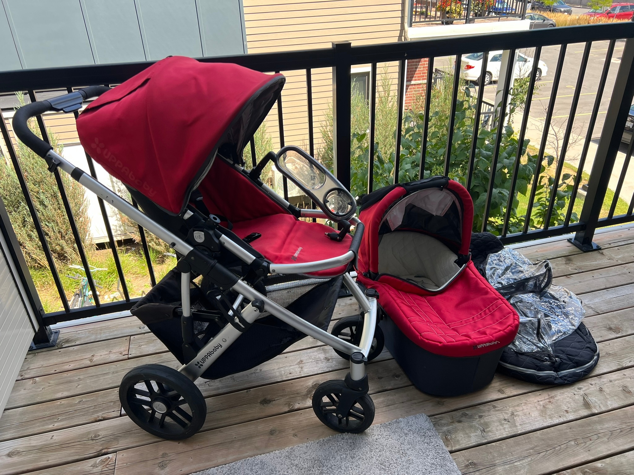 UPPAbaby Vista Stroller + Red Bassinet Set with Accessories